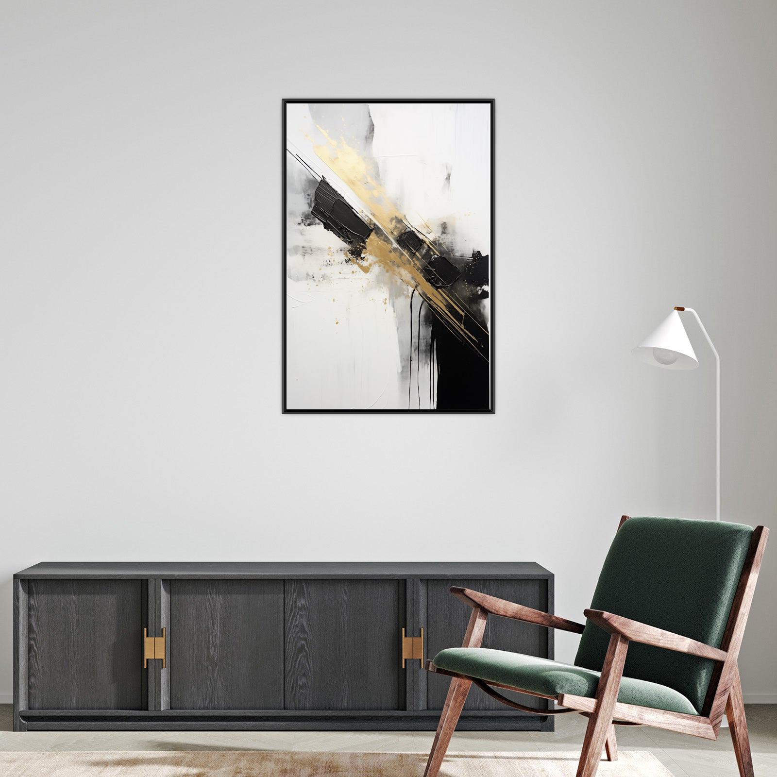 Umetnička slika ​Crno i zlatno na platnu - NS Canvas Shop