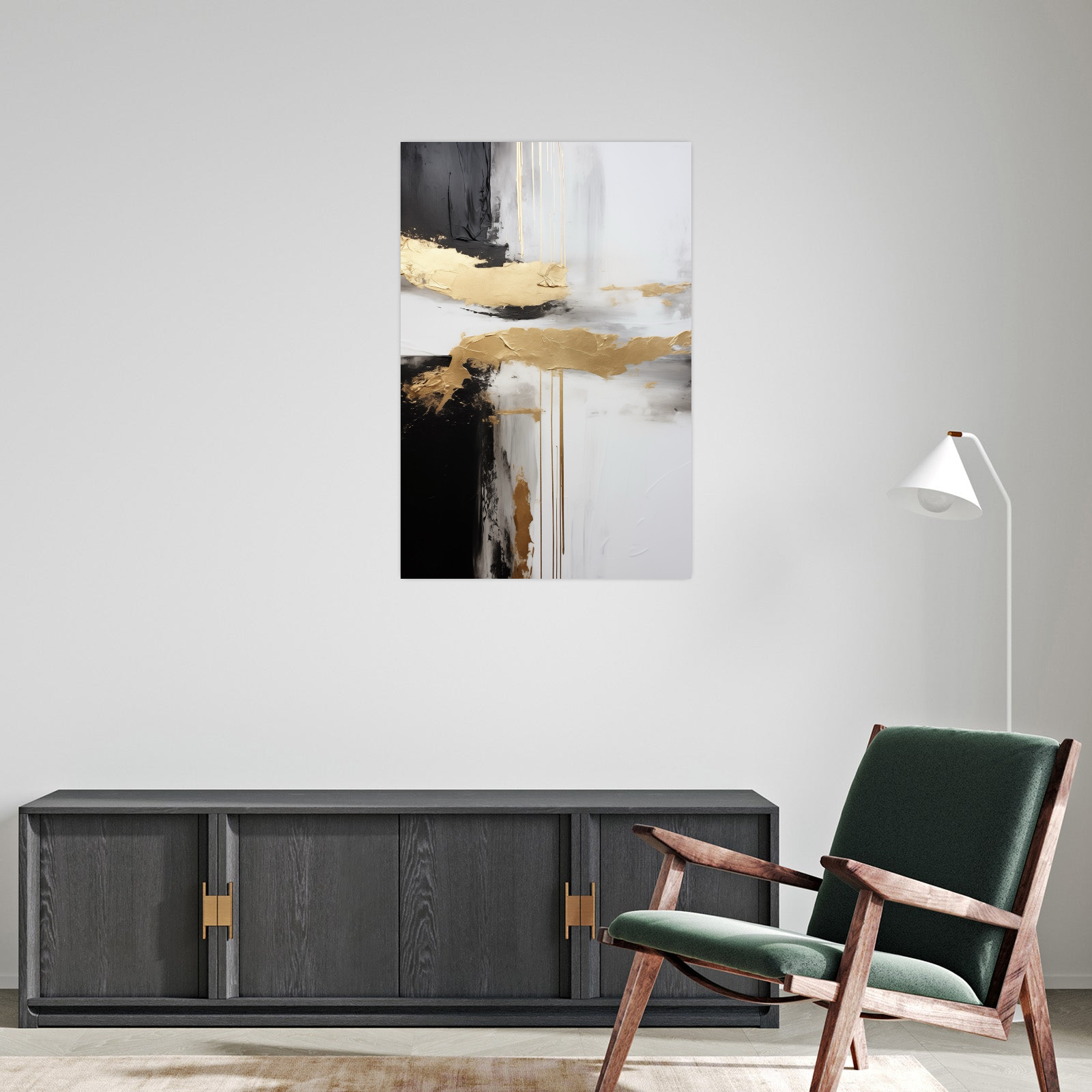 Umetnička slika ​Crno i zlatno II na platnu - NS Canvas Shop