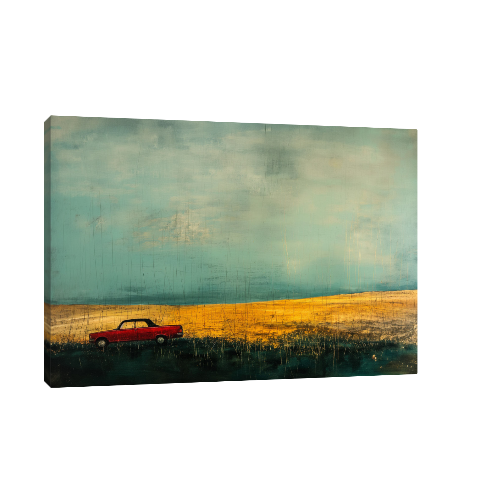 Umetnička slika ​Crveni automobil na platnu - NS Canvas Shop
