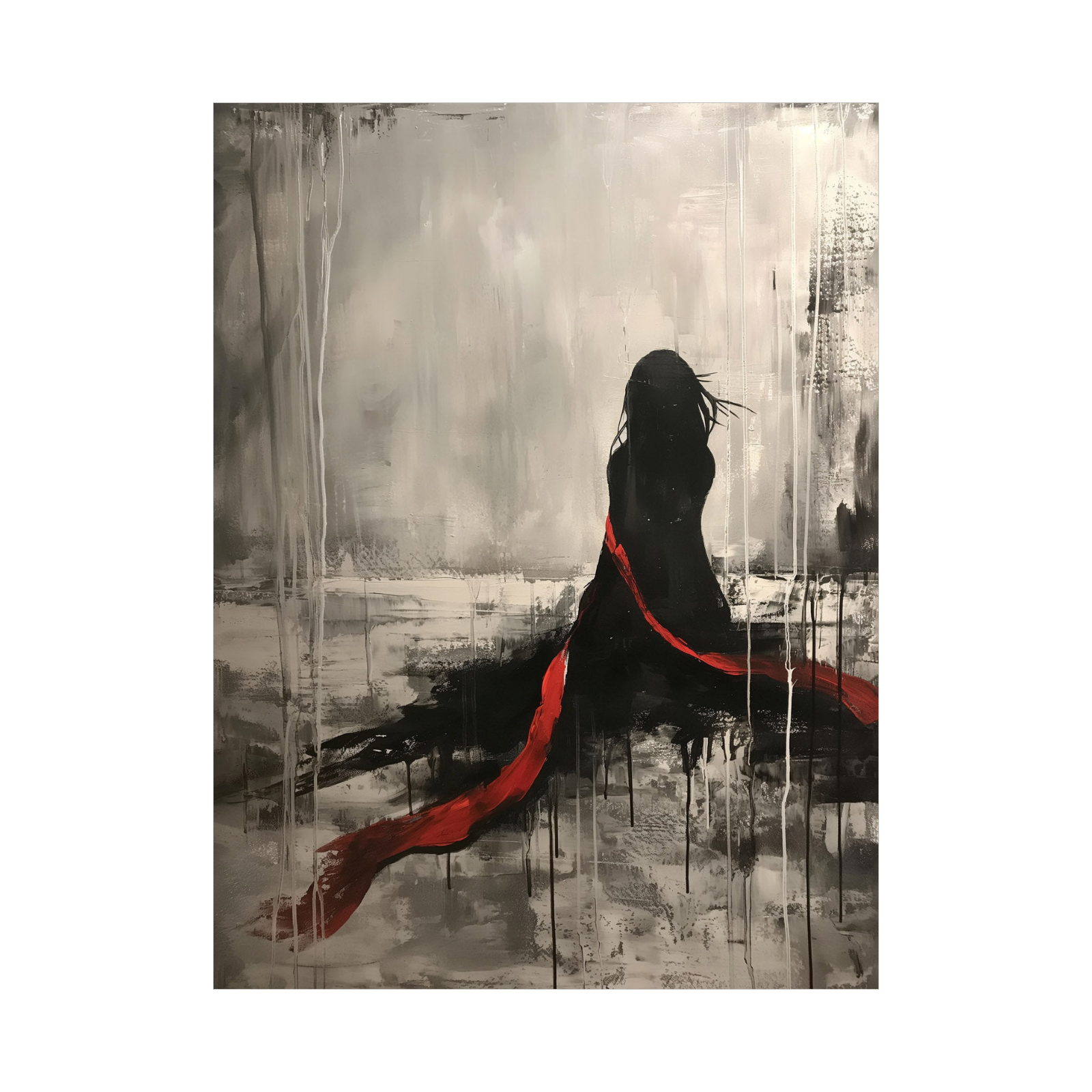 Umetnička slika ​Crveni šal na platnu - NS Canvas Shop