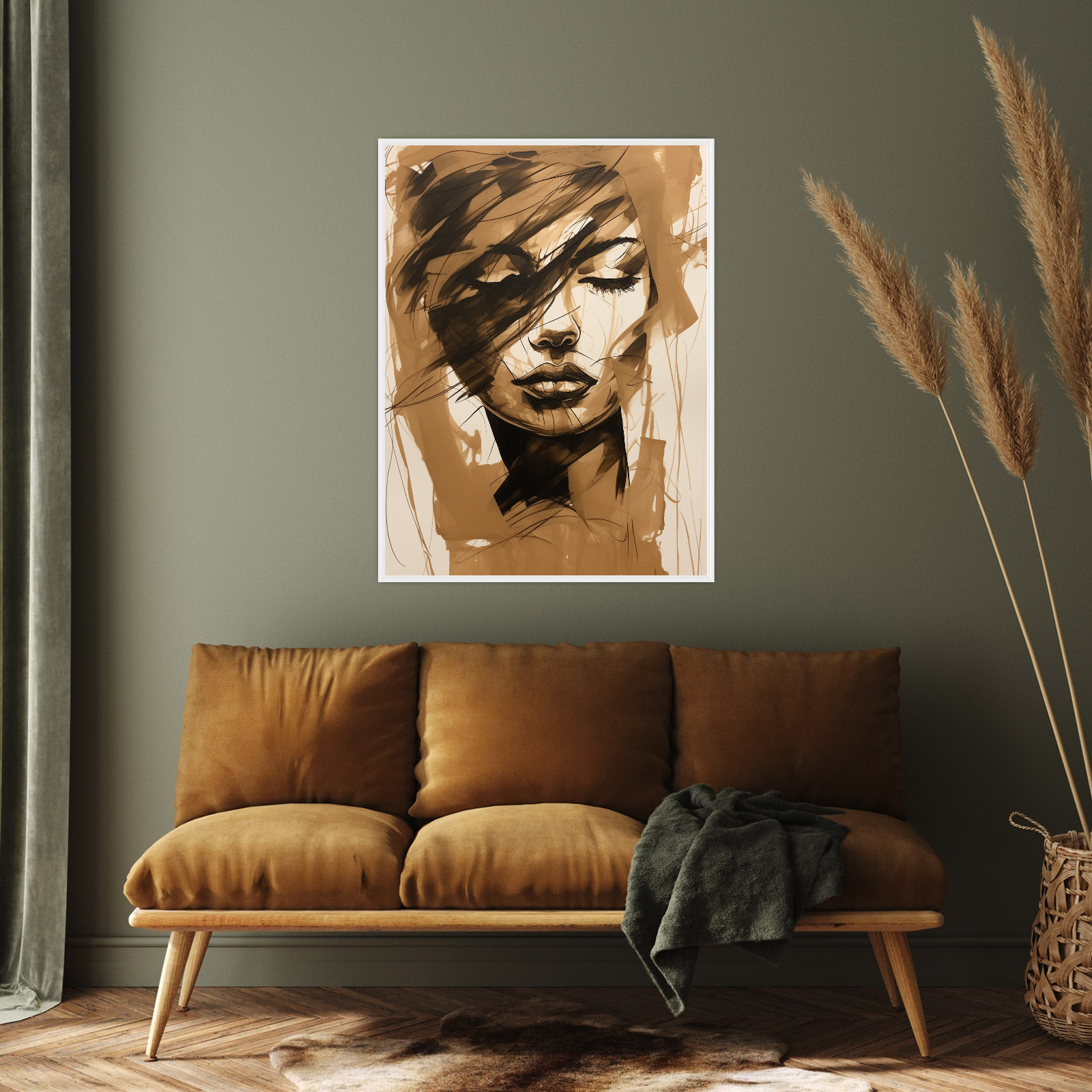 Umetnička slika ​Dama sa suptilnim pogledom na platnu - NS Canvas Shop