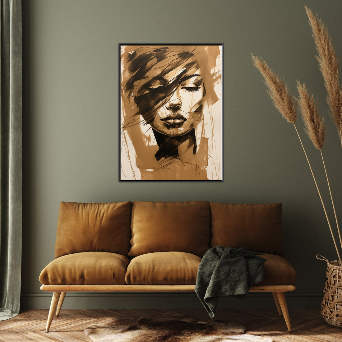 Umetnička slika ​Dama sa suptilnim pogledom na platnu - NS Canvas Shop