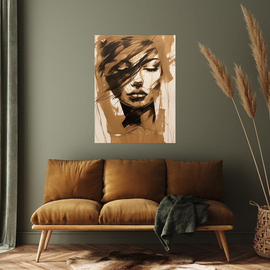 Umetnička slika ​Dama sa suptilnim pogledom na platnu - NS Canvas Shop