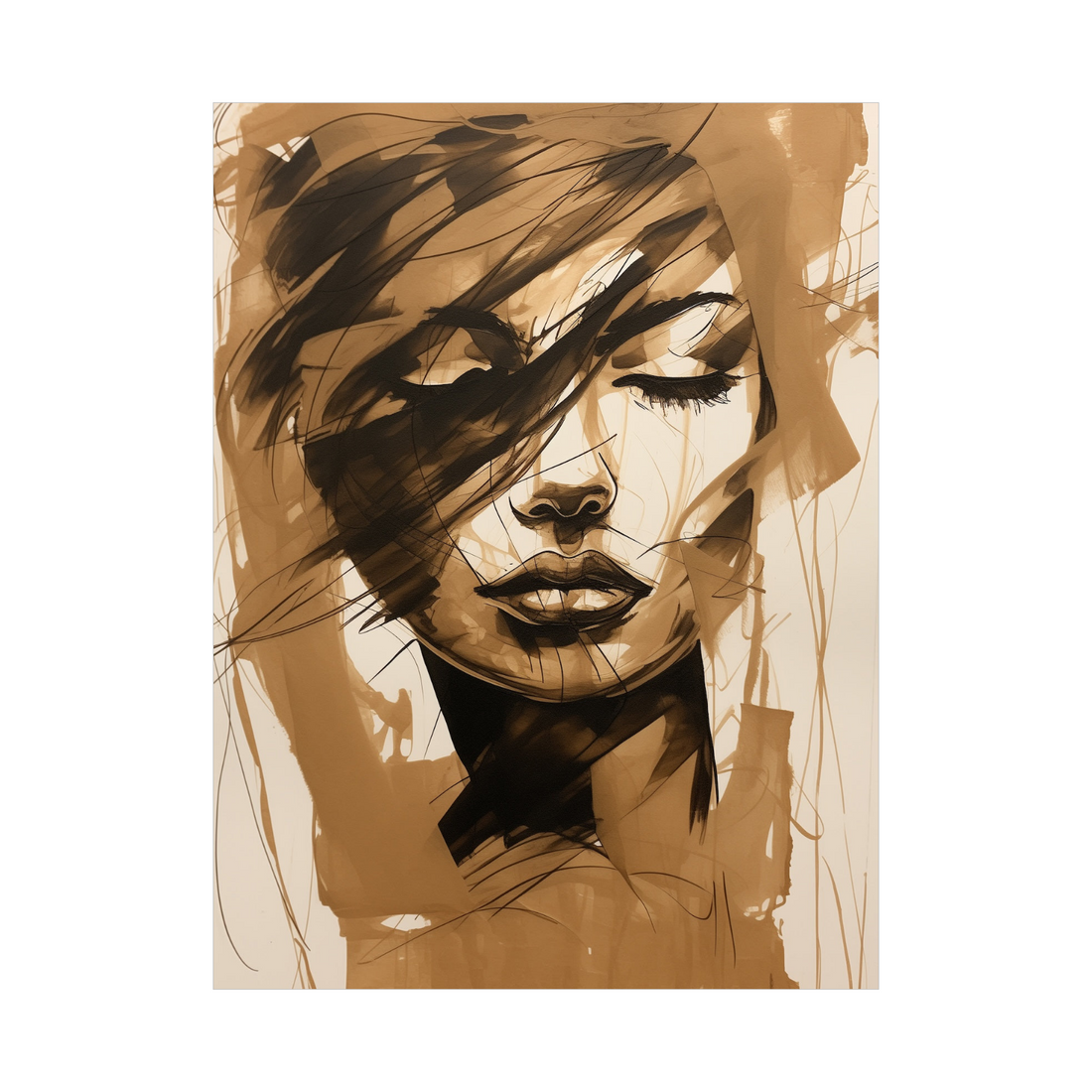 Umetnička slika ​Dama sa suptilnim pogledom na platnu - NS Canvas Shop