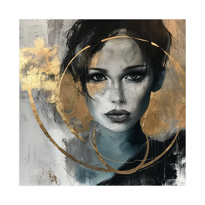 Umetnička slika ​Dama u zlatnom krugu na platnu - NS Canvas Shop
