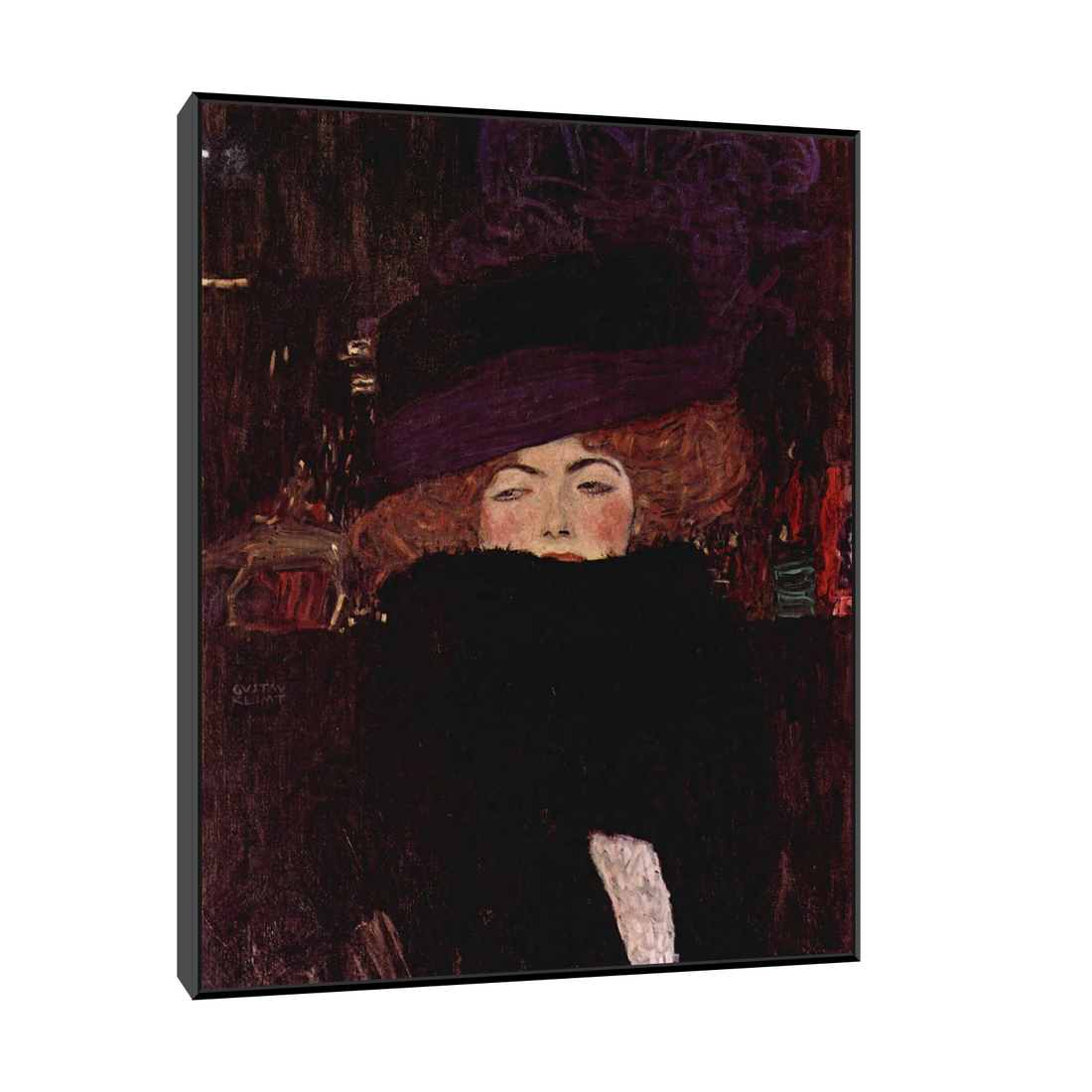Umetnička slika ​Dame mit Hut und Federboa, Gustav Klimt na platnu - NS Canvas Shop