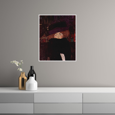 Umetnička slika ​Dame mit Hut und Federboa, Gustav Klimt na platnu - NS Canvas Shop