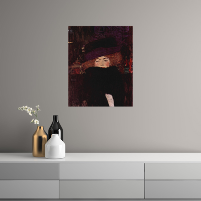 Umetnička slika ​Dame mit Hut und Federboa, Gustav Klimt na platnu - NS Canvas Shop
