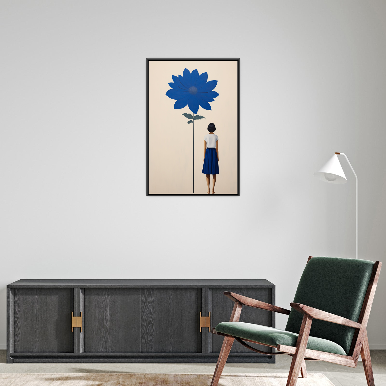 Umetnička slika ​Devojka i cveće na platnu - NS Canvas Shop