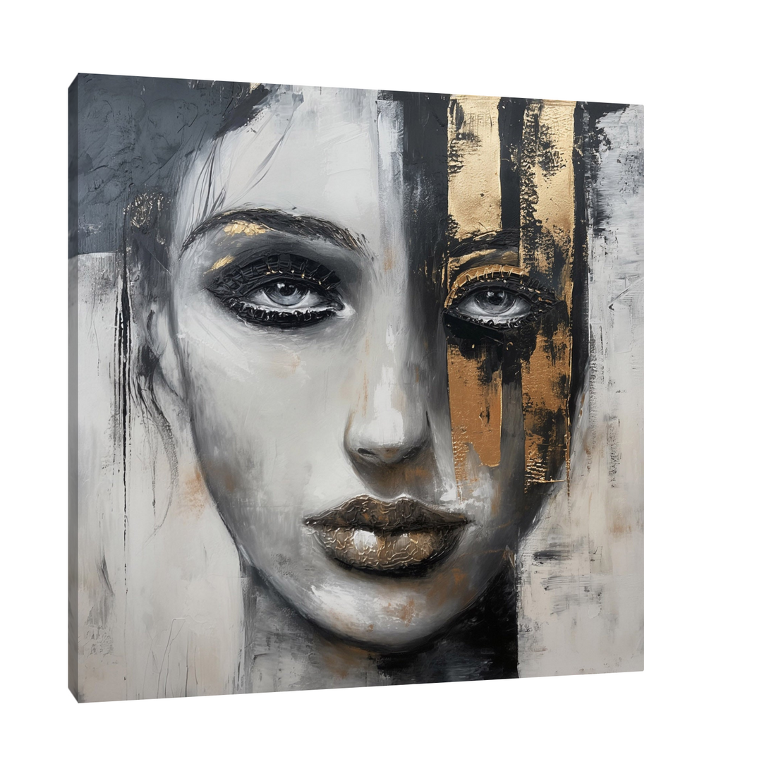 Umetnička slika ​Devojka sa zlatnim detaljem na platnu - NS Canvas Shop