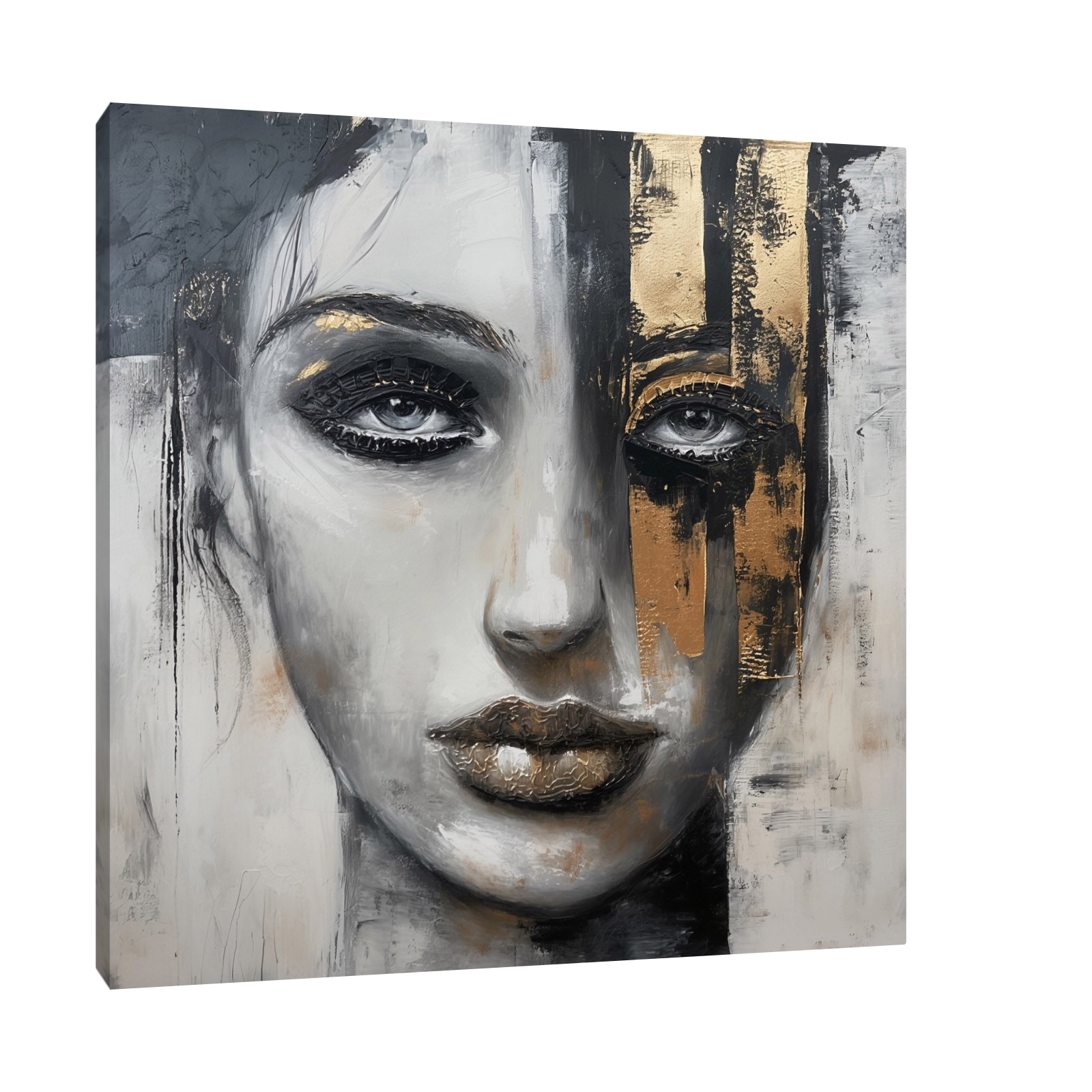 Umetnička slika ​Devojka sa zlatnim detaljem na platnu - NS Canvas Shop