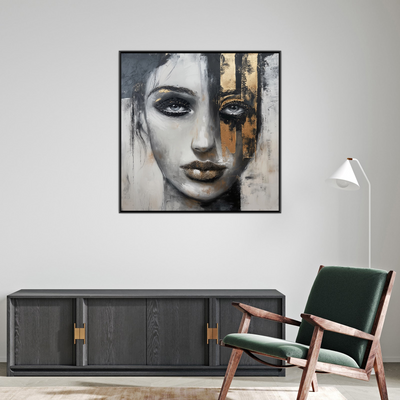 Umetnička slika ​Devojka sa zlatnim detaljem na platnu - NS Canvas Shop
