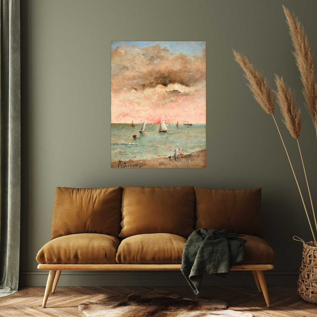 Umetnička slika ​Figures sur la plage au couchant, Alfred Stevens na platnu - NS Canvas Shop