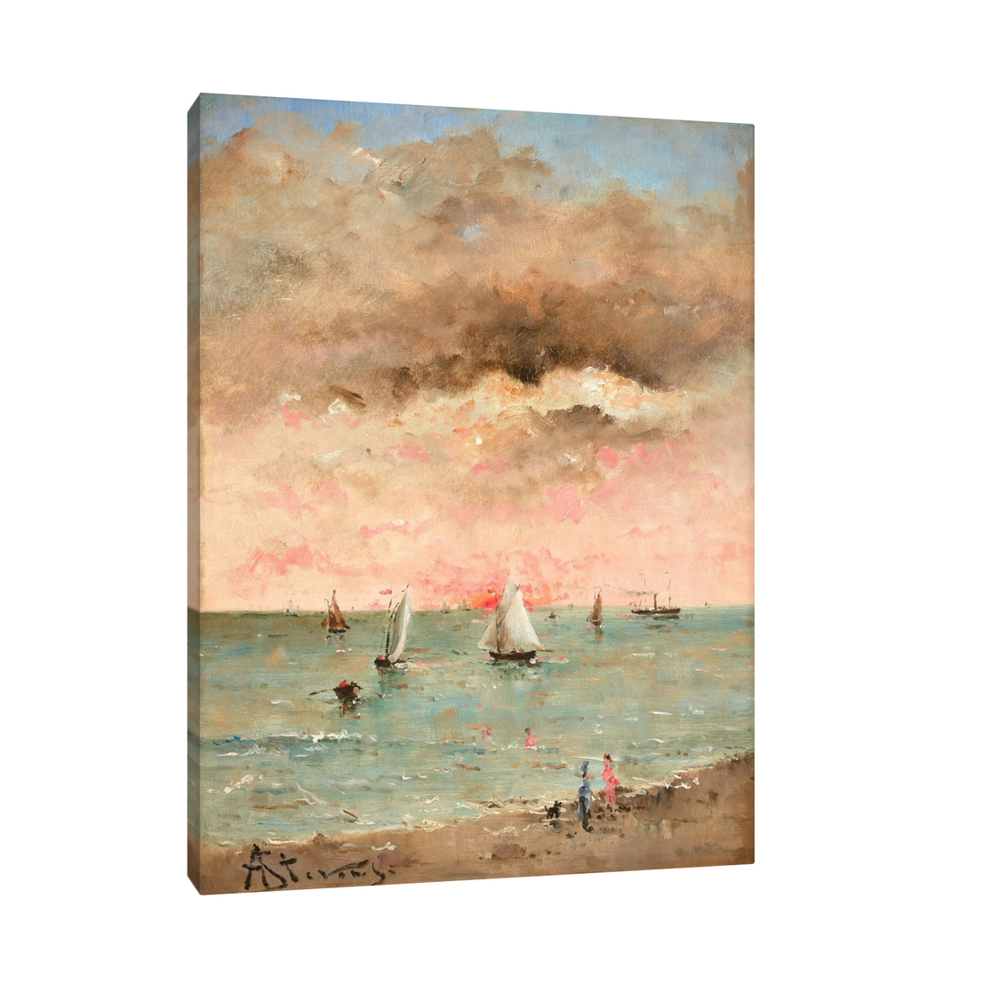 Umetnička slika ​Figures sur la plage au couchant, Alfred Stevens na platnu - NS Canvas Shop