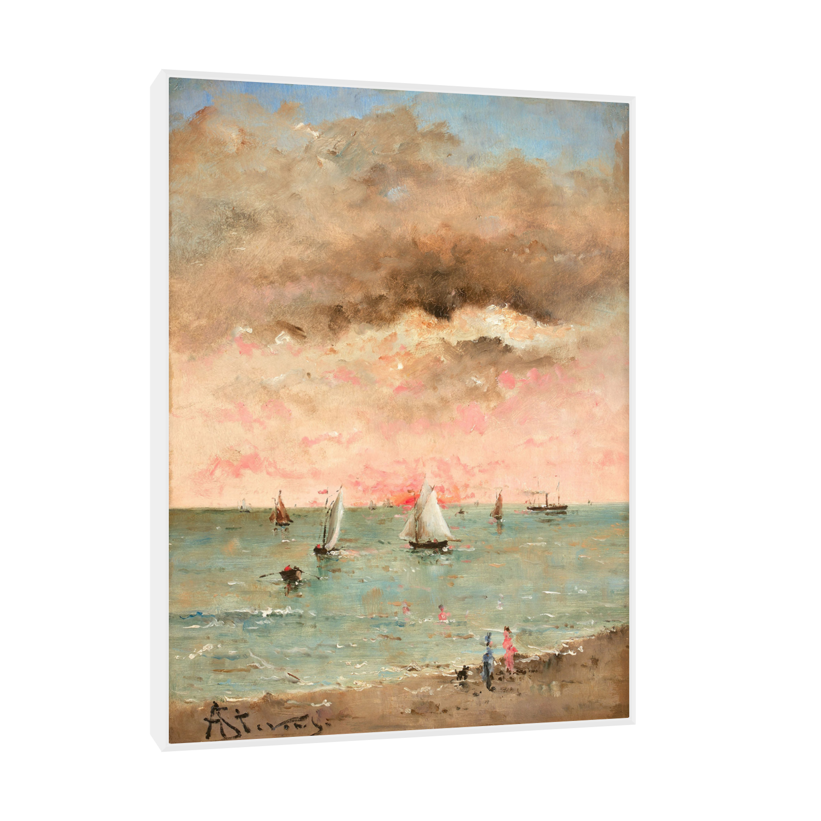 Umetnička slika ​Figures sur la plage au couchant, Alfred Stevens na platnu - NS Canvas Shop