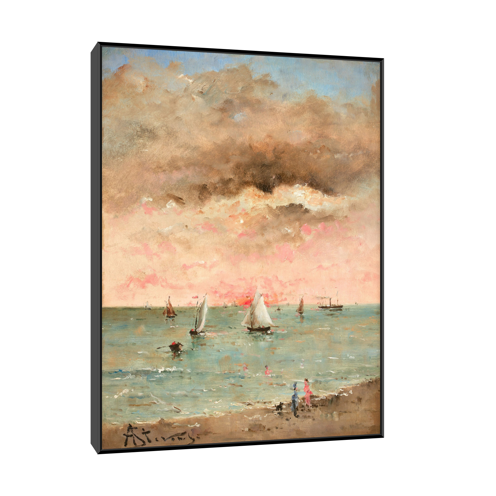 Umetnička slika ​Figures sur la plage au couchant, Alfred Stevens na platnu - NS Canvas Shop