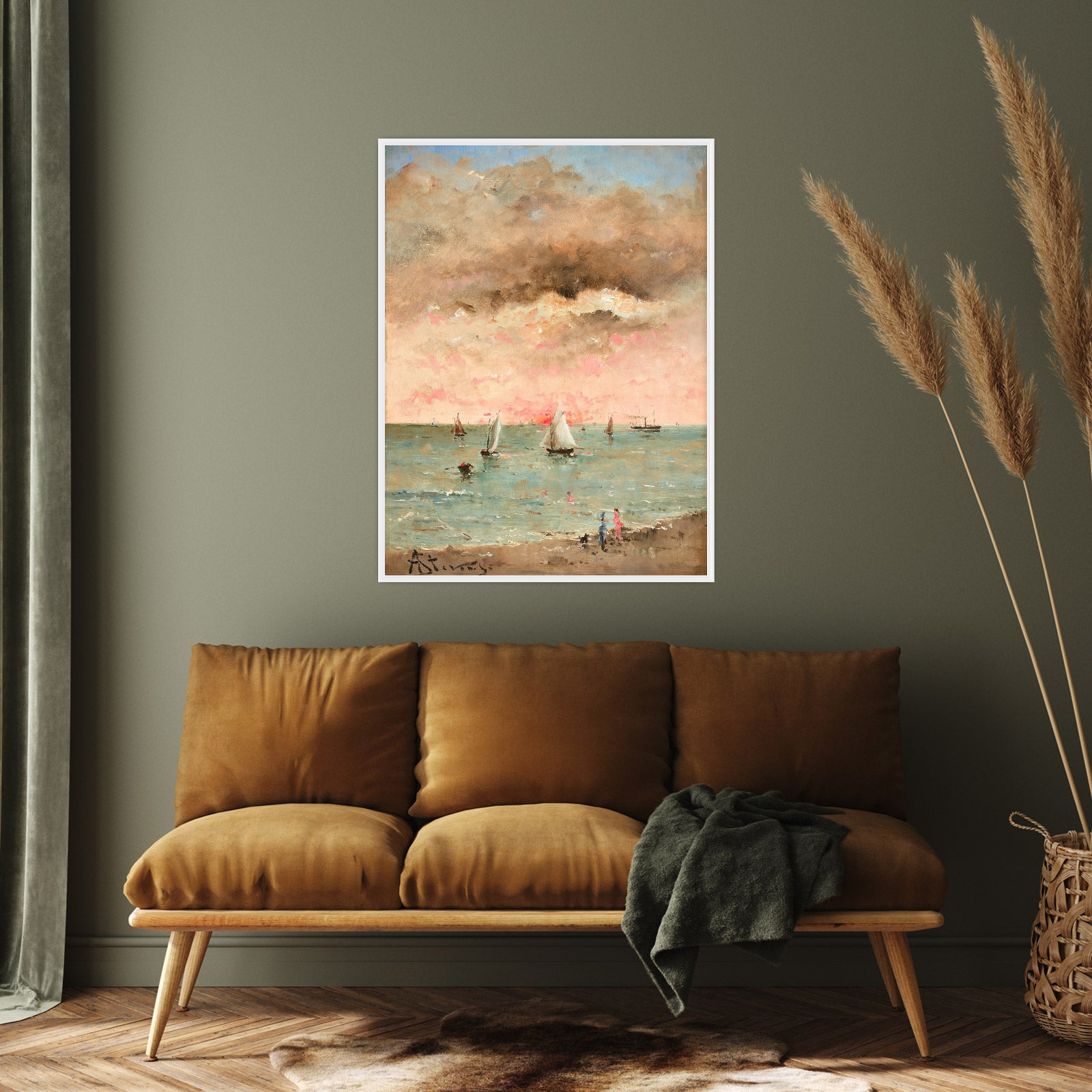 Umetnička slika ​Figures sur la plage au couchant, Alfred Stevens na platnu - NS Canvas Shop