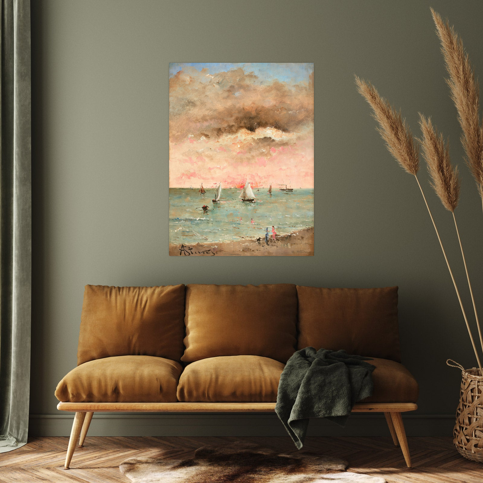 Umetnička slika ​Figures sur la plage au couchant, Alfred Stevens na platnu - NS Canvas Shop