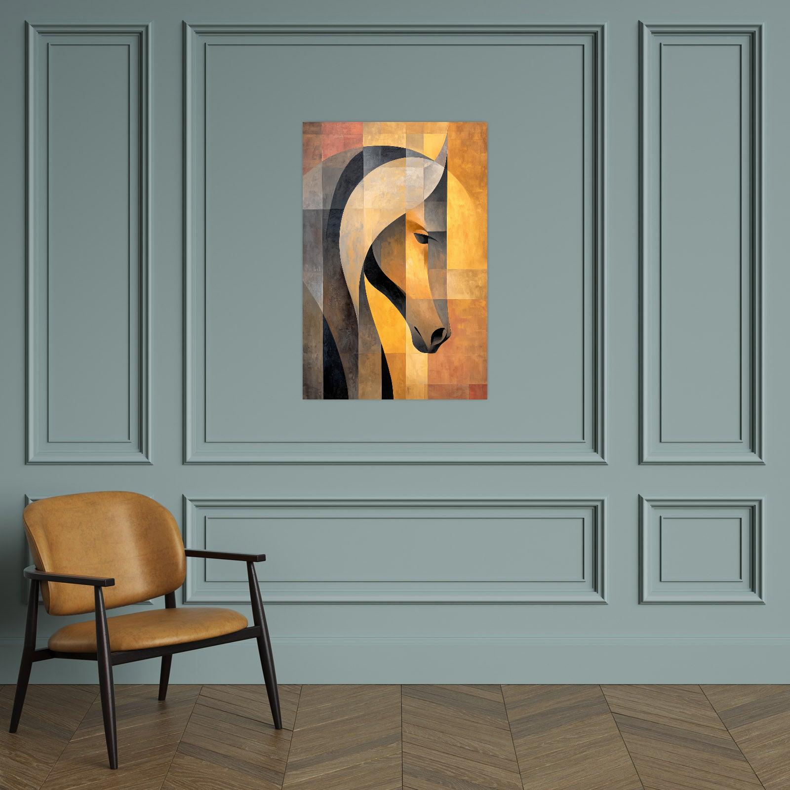 Geometrijska apstraktna slika konja