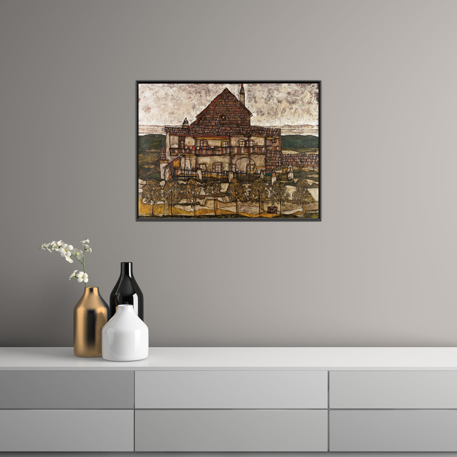 Umetnička slika ​House with Shingle Roof, Egon Schiele na platnu - NS Canvas Shop