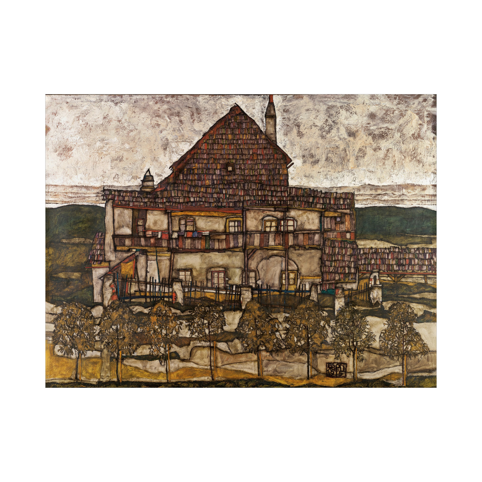 Umetnička slika ​House with Shingle Roof, Egon Schiele na platnu - NS Canvas Shop