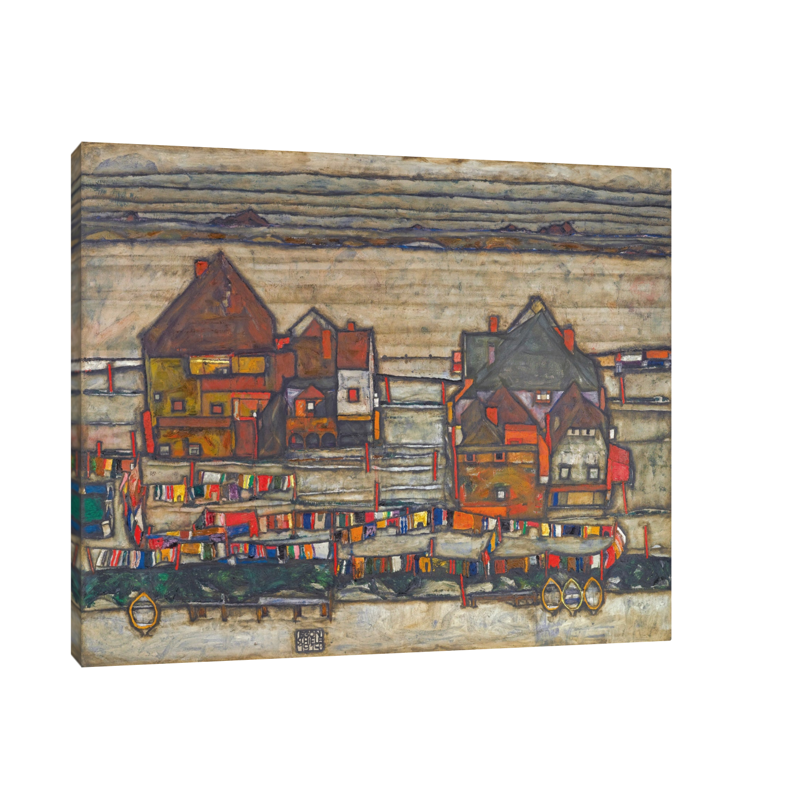 Umetnička slika ​Houses With Laundry, Egon Schiele na platnu - NS Canvas Shop