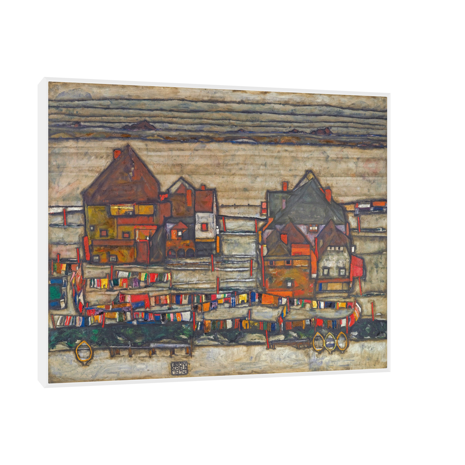 Umetnička slika ​Houses With Laundry, Egon Schiele na platnu - NS Canvas Shop