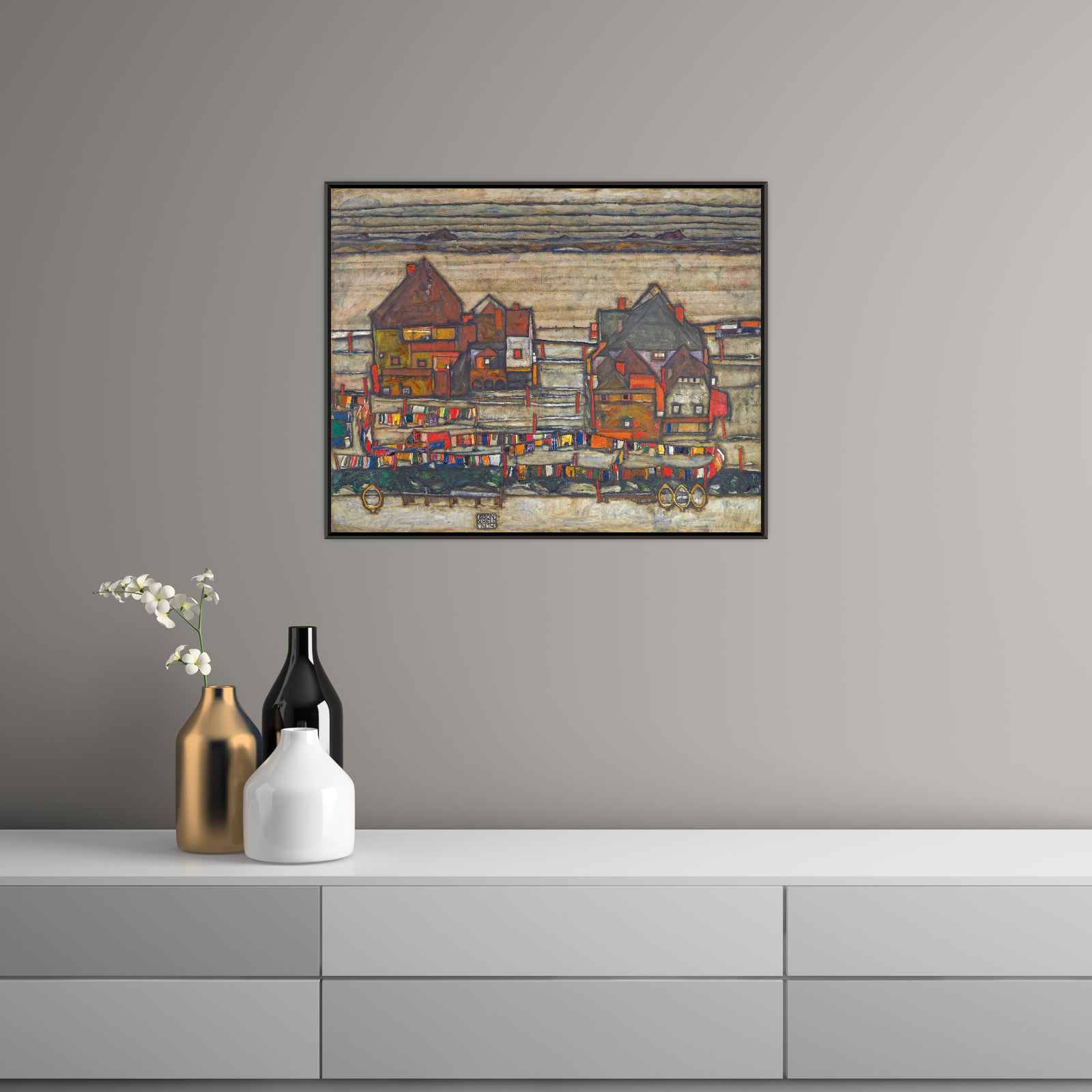 Umetnička slika ​Houses With Laundry, Egon Schiele na platnu - NS Canvas Shop