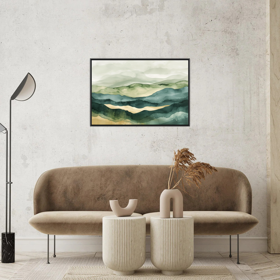 Umetnička slika ​Igra zelenih polja na platnu - NS Canvas Shop