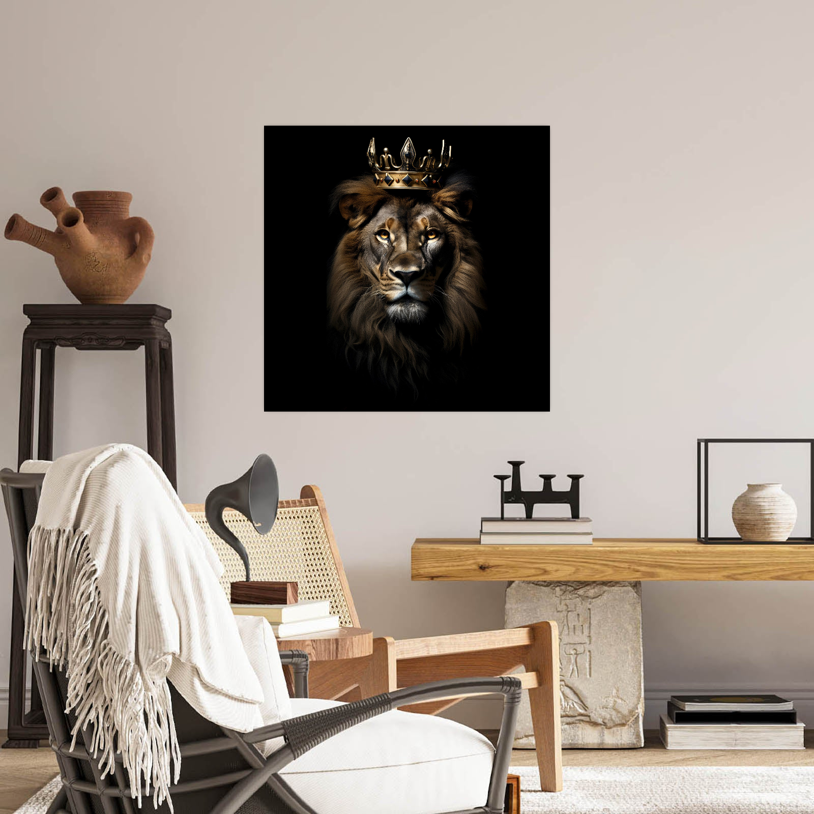 King of Strength – Luksuzna slika lava sa krunom