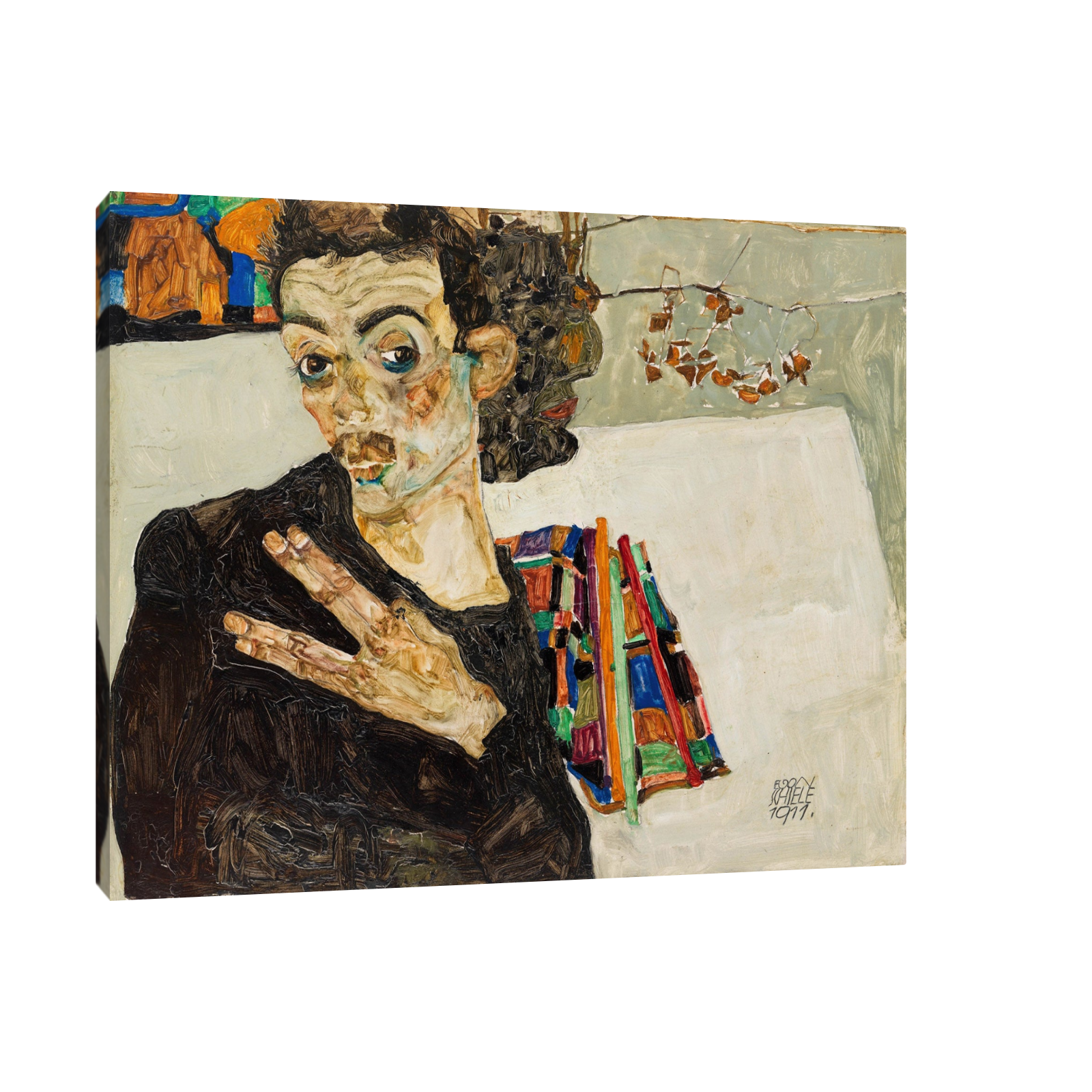 Umetnička slika ​Selbstbildnis, Egon Schiele na platnu - NS Canvas Shop