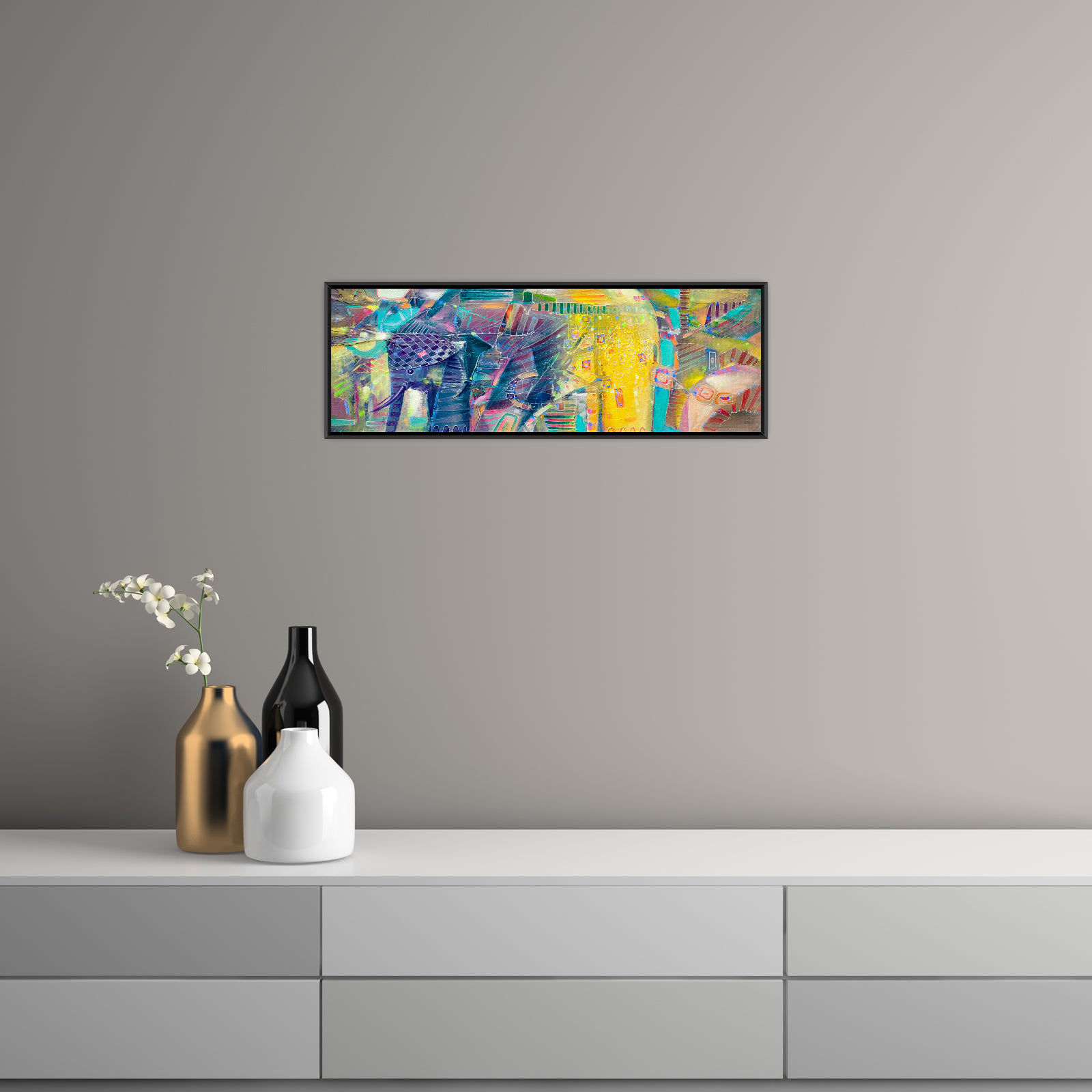 Umetnička slika ​Šareni slon na platnu - NS Canvas Shop