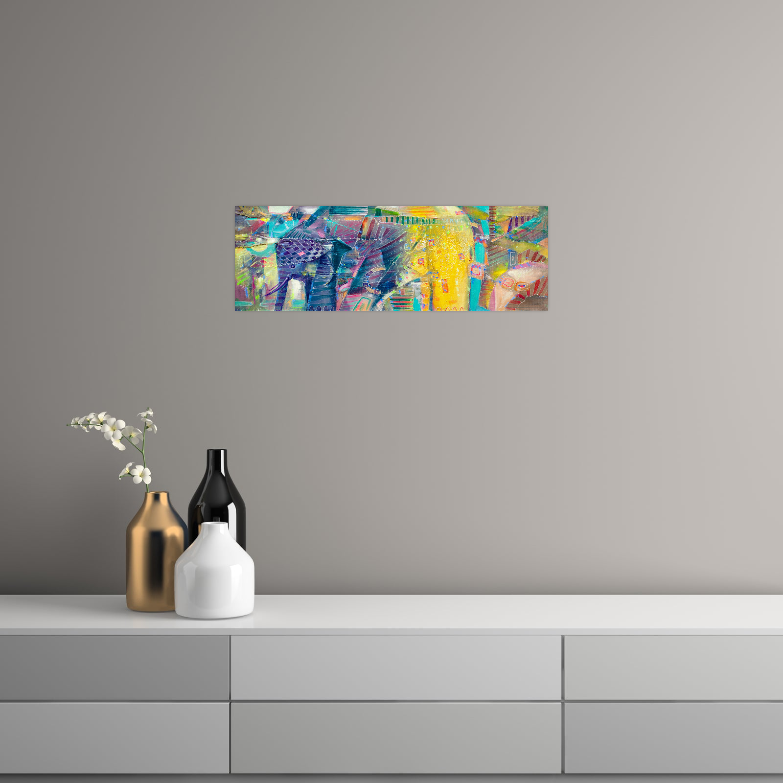 Umetnička slika ​Šareni slon na platnu - NS Canvas Shop