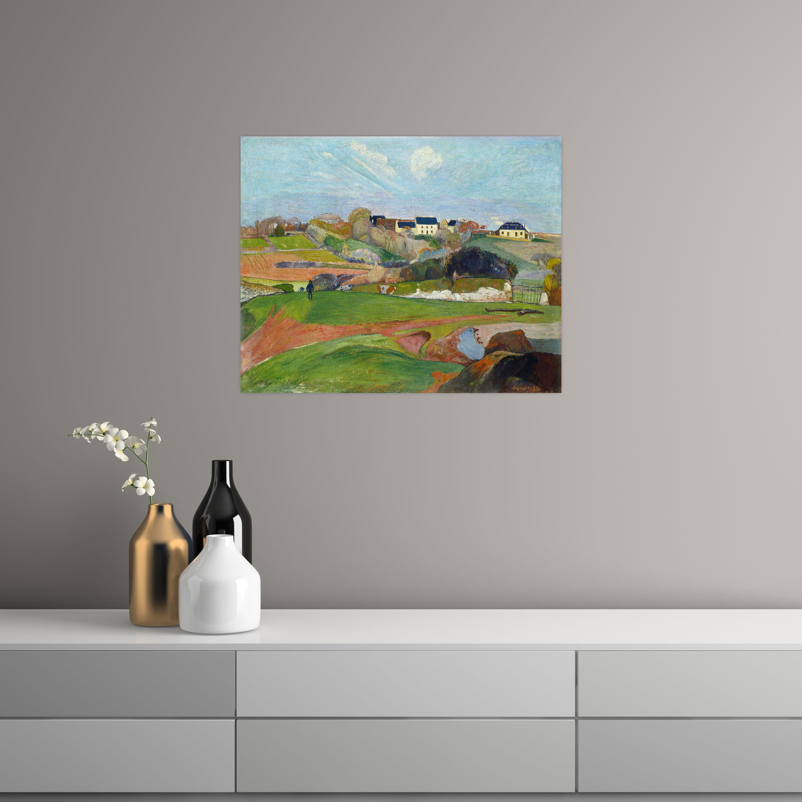 Umetnička slika ​Landscape at Le Pouldu, Paul Gauguin na platnu - NS Canvas Shop