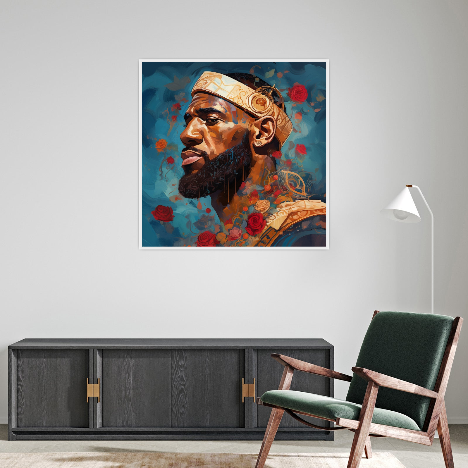 Umetnička slika ​Lebron sa ružama na platnu - NS Canvas Shop