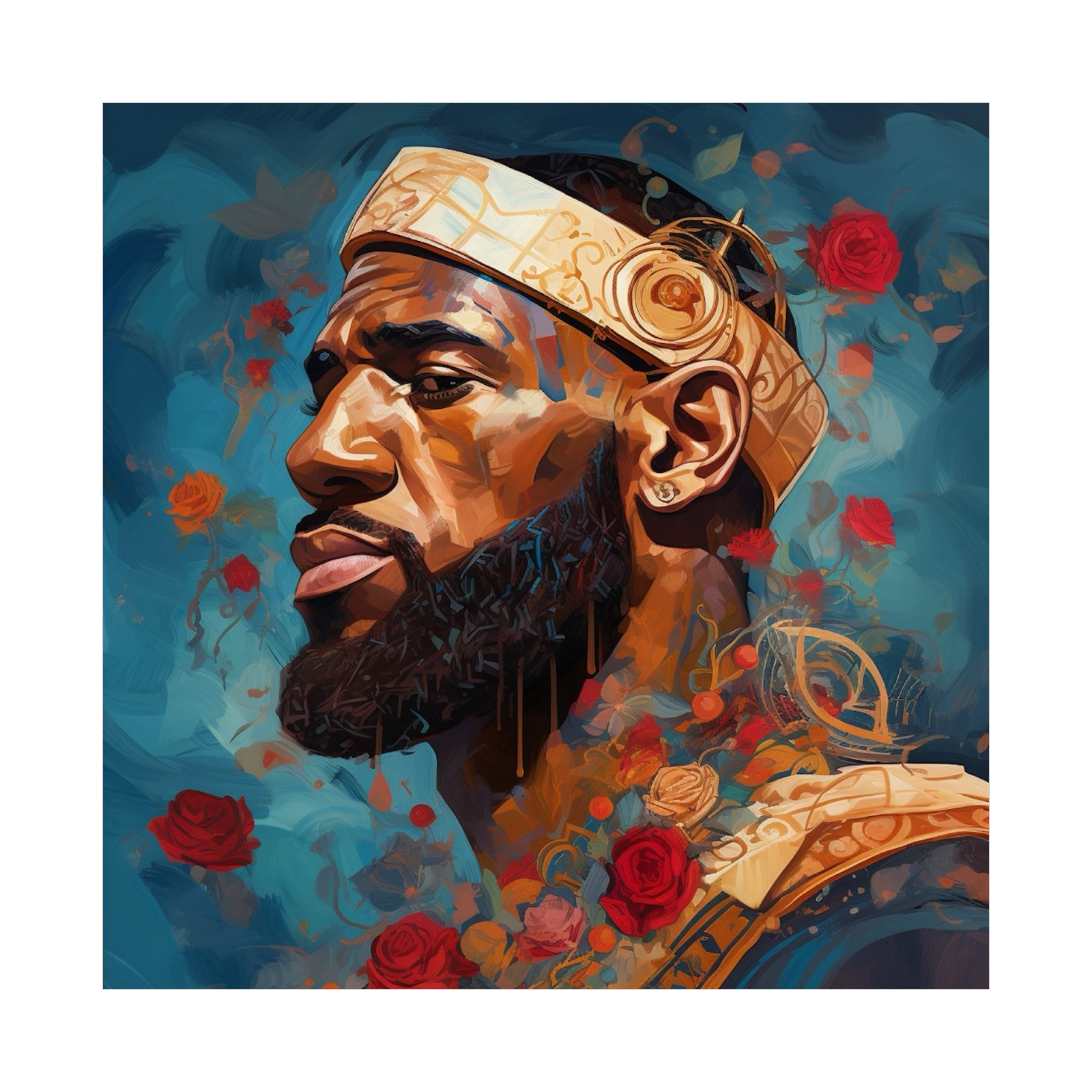 Umetnička slika ​Lebron sa ružama na platnu - NS Canvas Shop