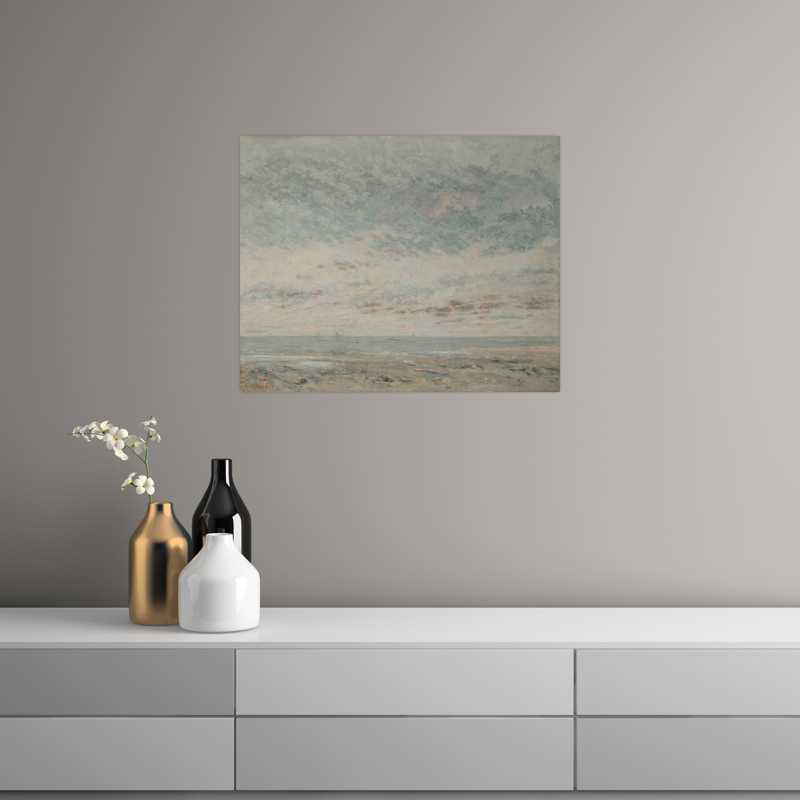 Umetnička slika ​Low Tide at Trouville, Gustave Courbet na platnu - NS Canvas Shop