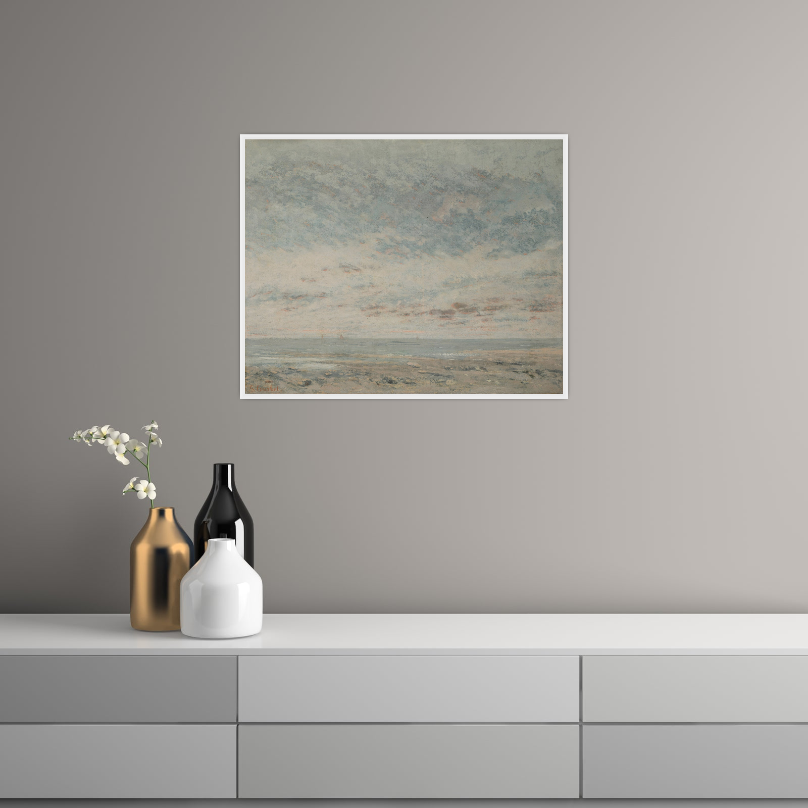 Umetnička slika ​Low Tide at Trouville, Gustave Courbet na platnu - NS Canvas Shop