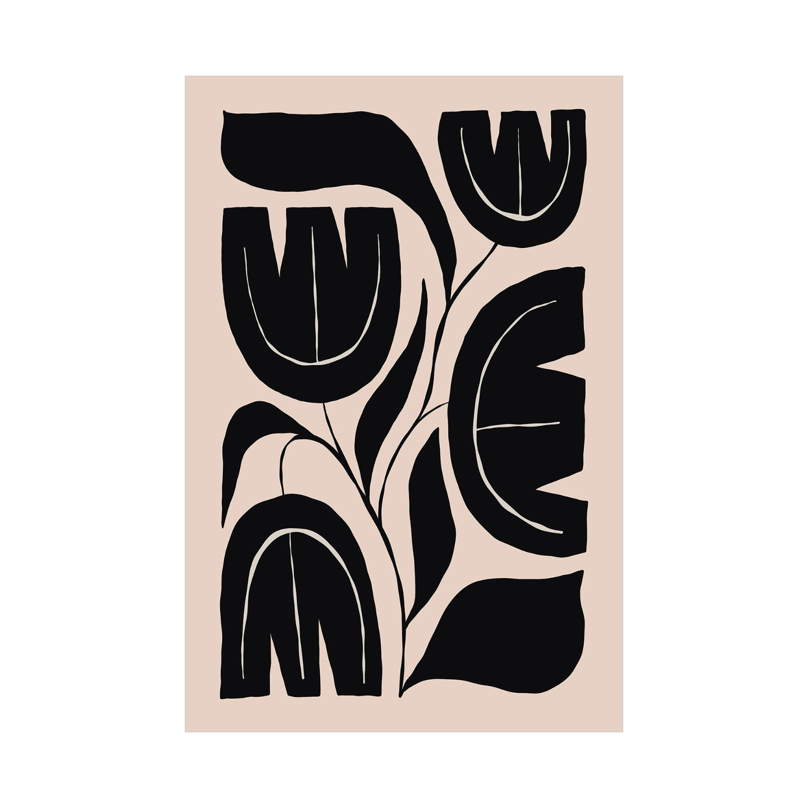 Minimalistička crno-bež ilustracija cvetova