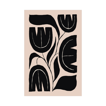 Minimalistička crno-bež ilustracija cvetova