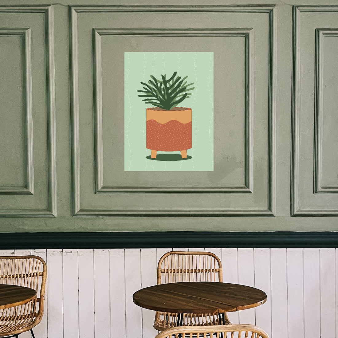 Minimalistička ilustracija biljke u saksiji