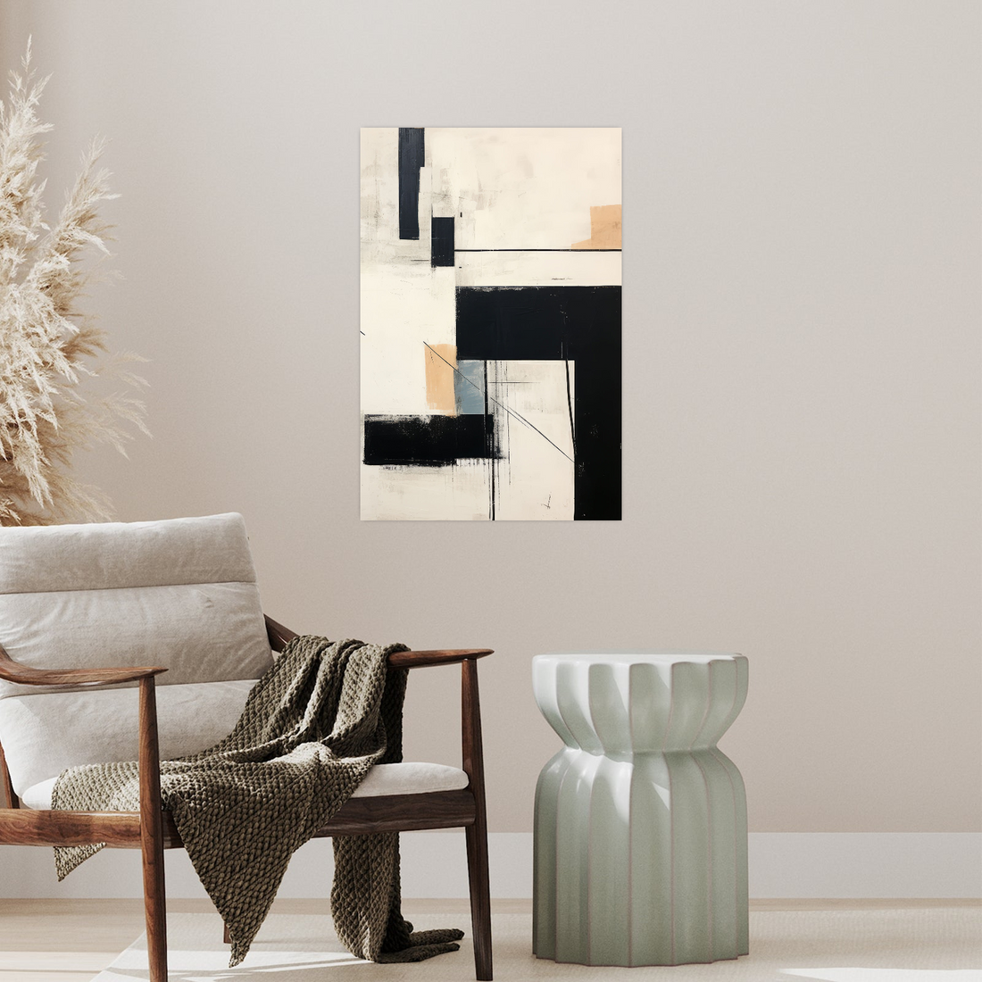 Umetnička slika ​Monohromna geometrija na platnu - NS Canvas Shop