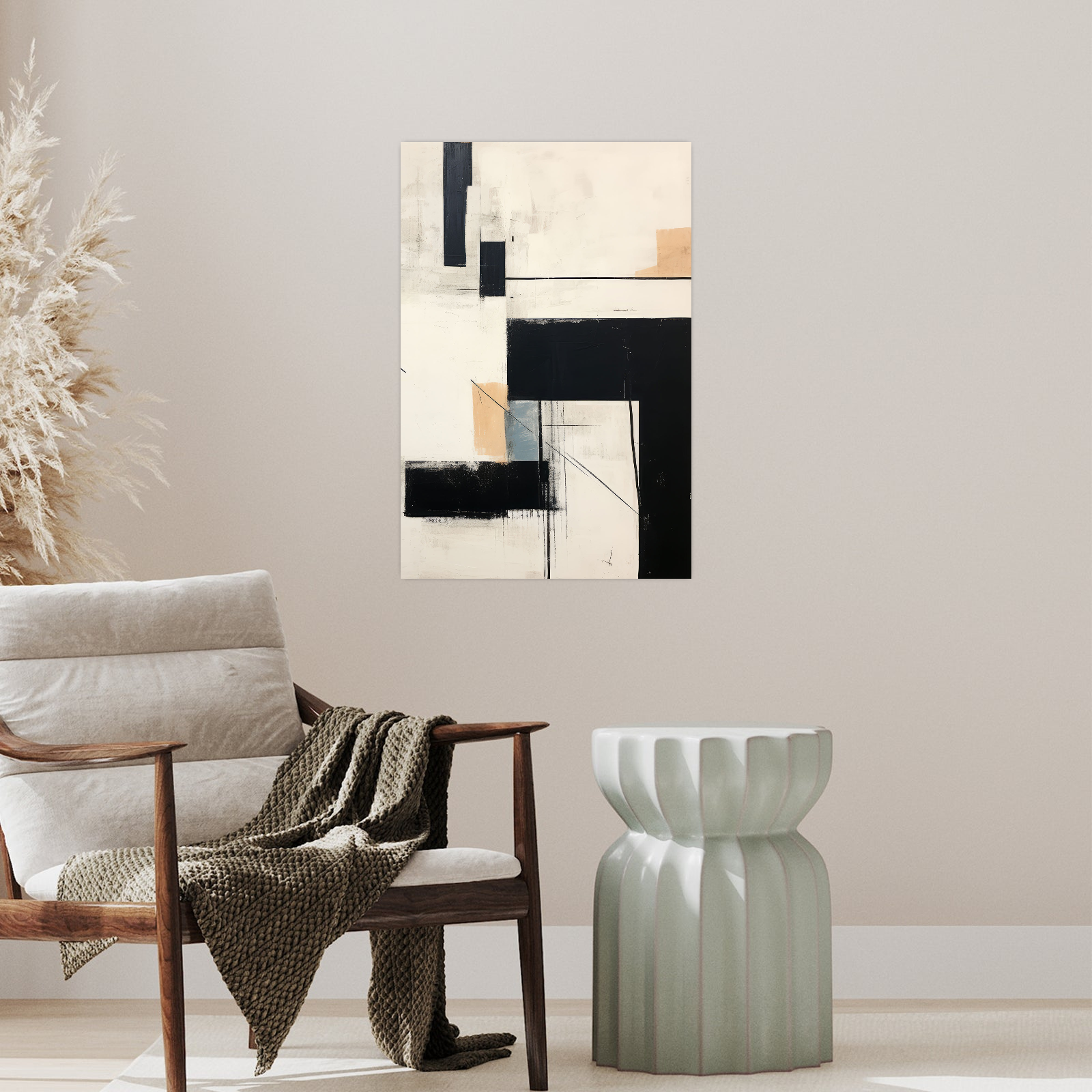 Umetnička slika ​Monohromna geometrija na platnu - NS Canvas Shop