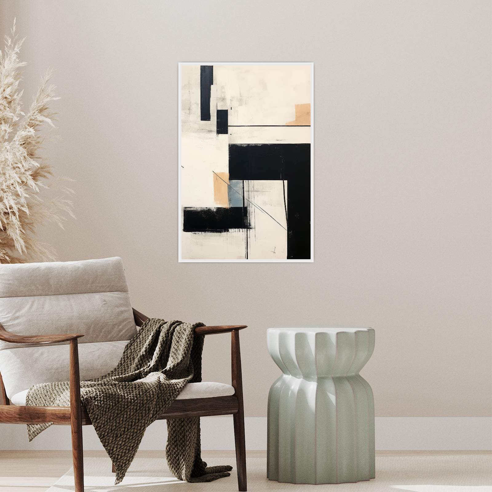 Umetnička slika ​Monohromna geometrija na platnu - NS Canvas Shop