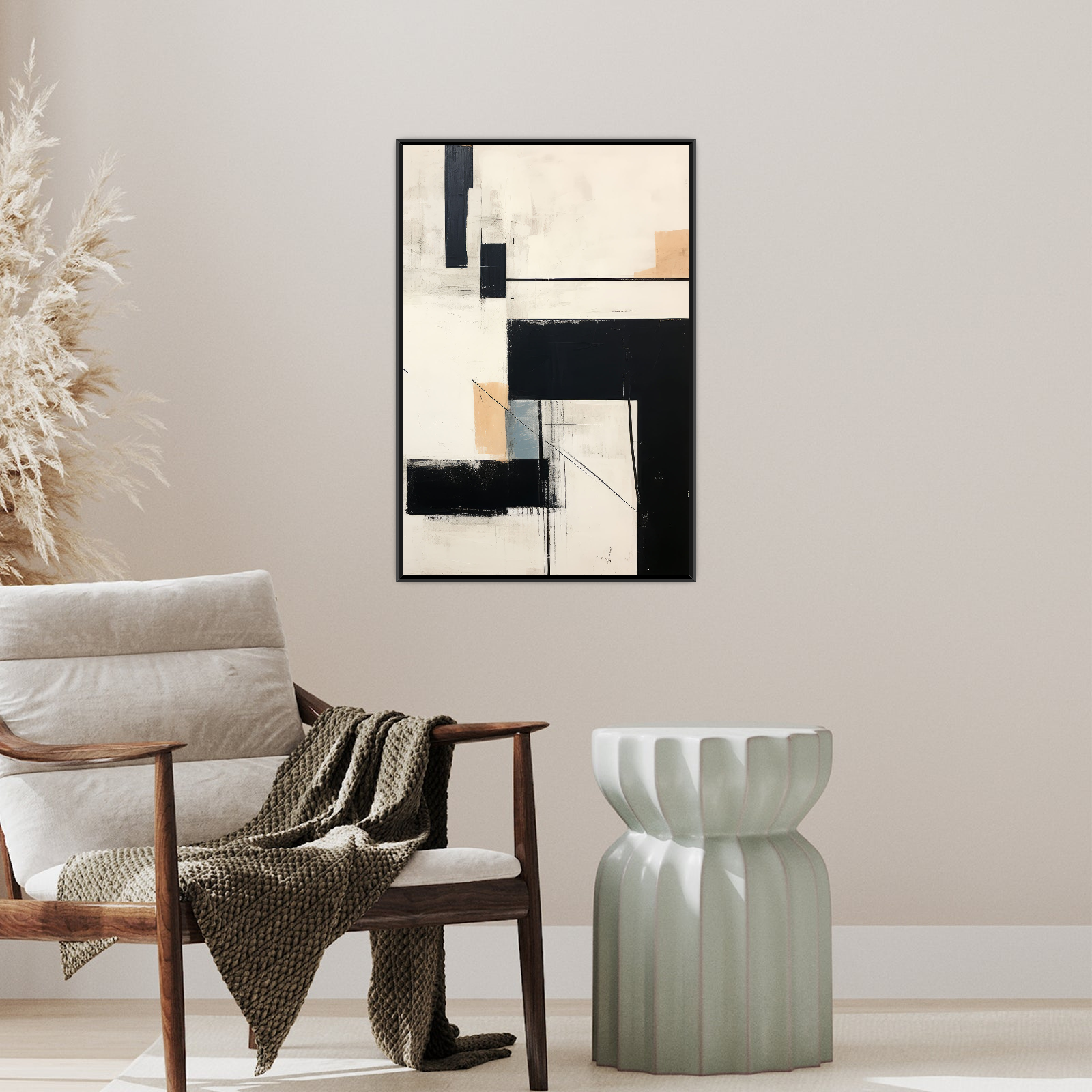Umetnička slika ​Monohromna geometrija na platnu - NS Canvas Shop
