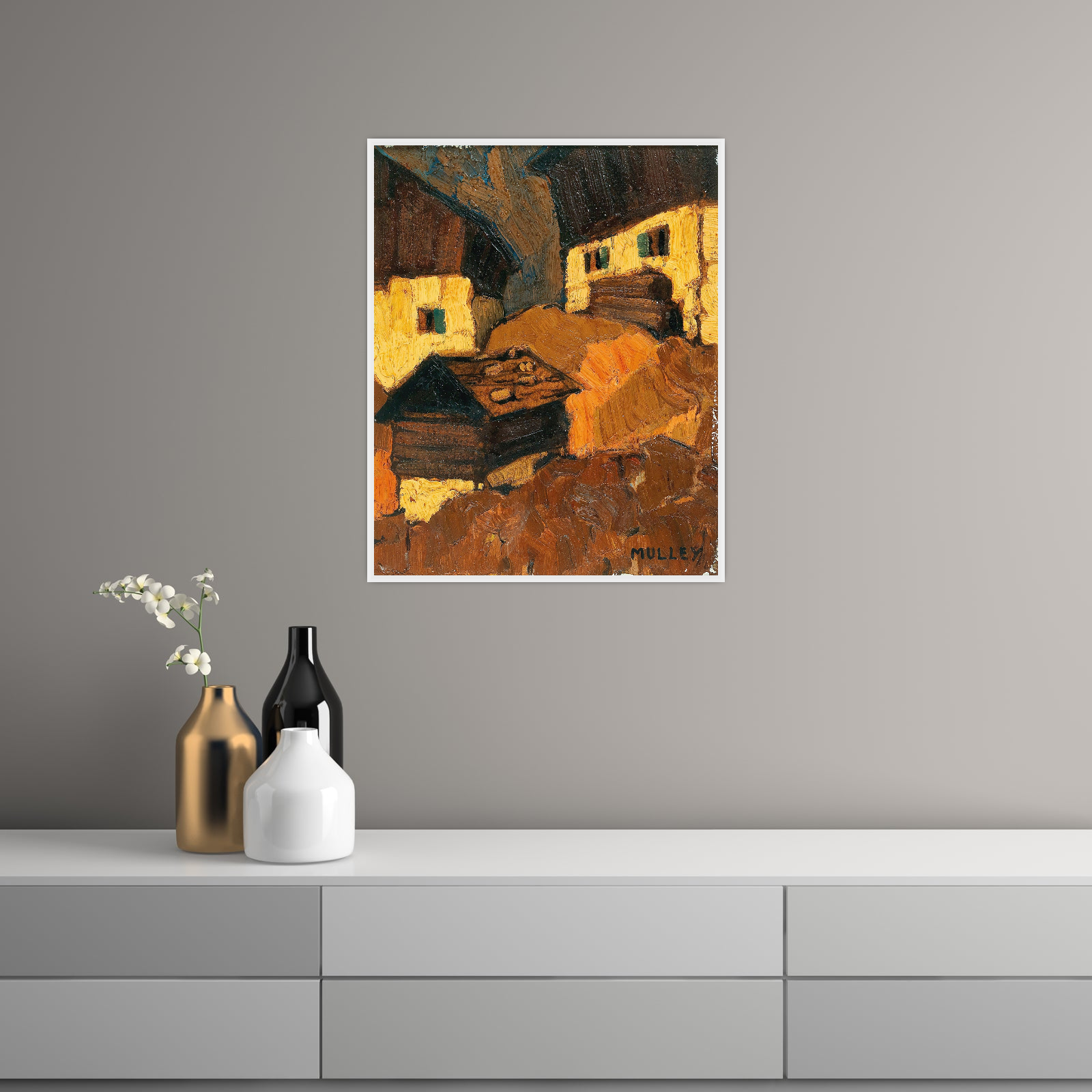 Umetnička slika ​Mountain farm, Oskar Mulley na platnu - NS Canvas Shop