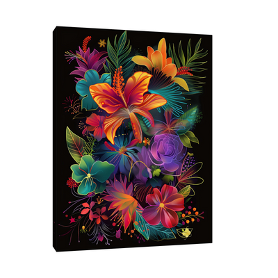 Umetnička slika ​Neon cveće na platnu - NS Canvas Shop