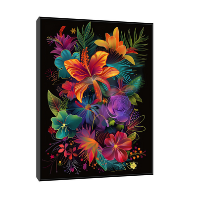 Umetnička slika ​Neon cveće na platnu - NS Canvas Shop