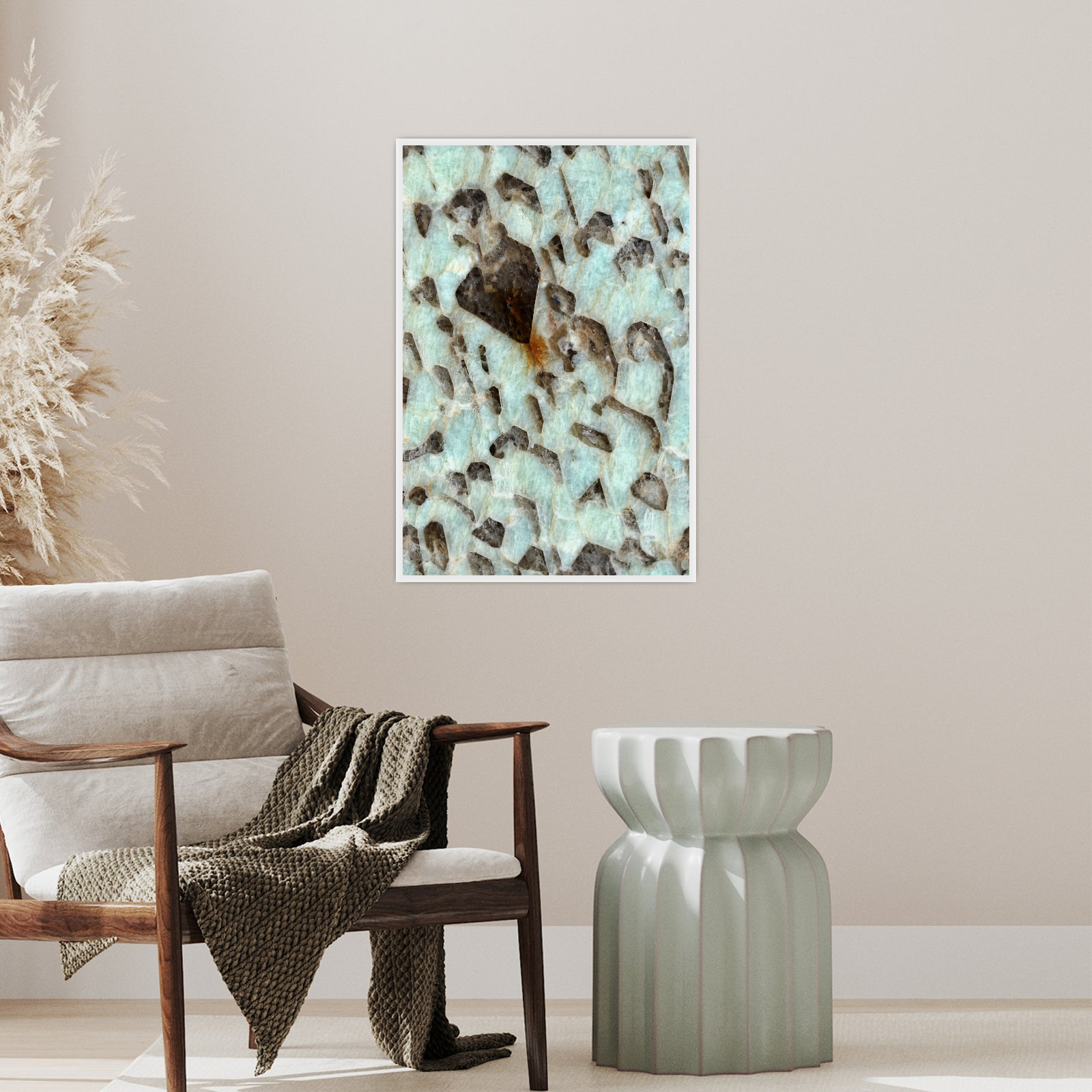 Umetnička slika ​Ortoklas sa izdvajanjima kvarca na platnu - NS Canvas Shop