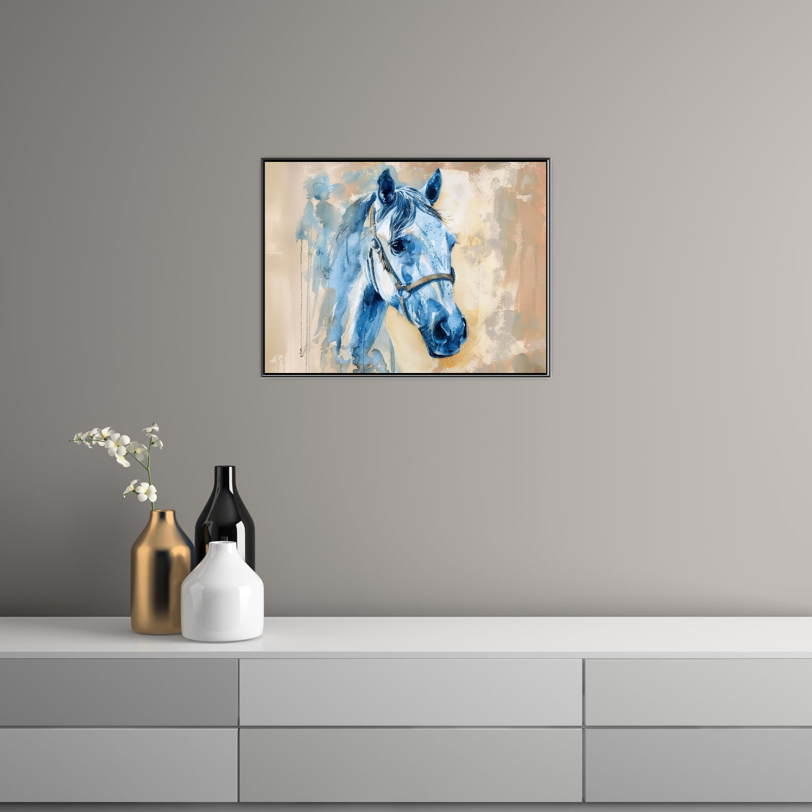 Umetnička slika ​Plavi konj na platnu - NS Canvas Shop